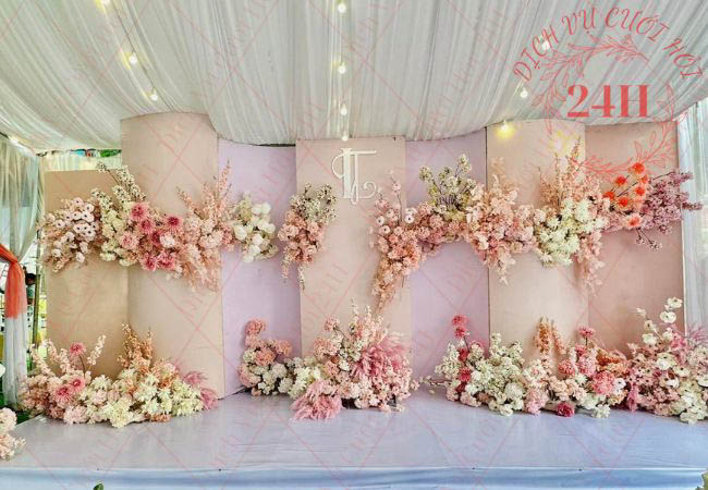 Mẫu backdrop tiệc cưới cao cấp tại cưới hỏi 24H