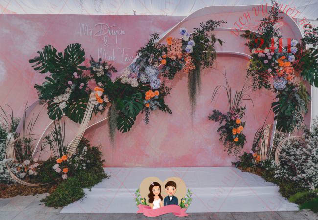Mẫu backdrop tiệc cưới hiện đại