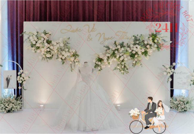 Mẫu backdrop đám cưới đẹp sang trọng 