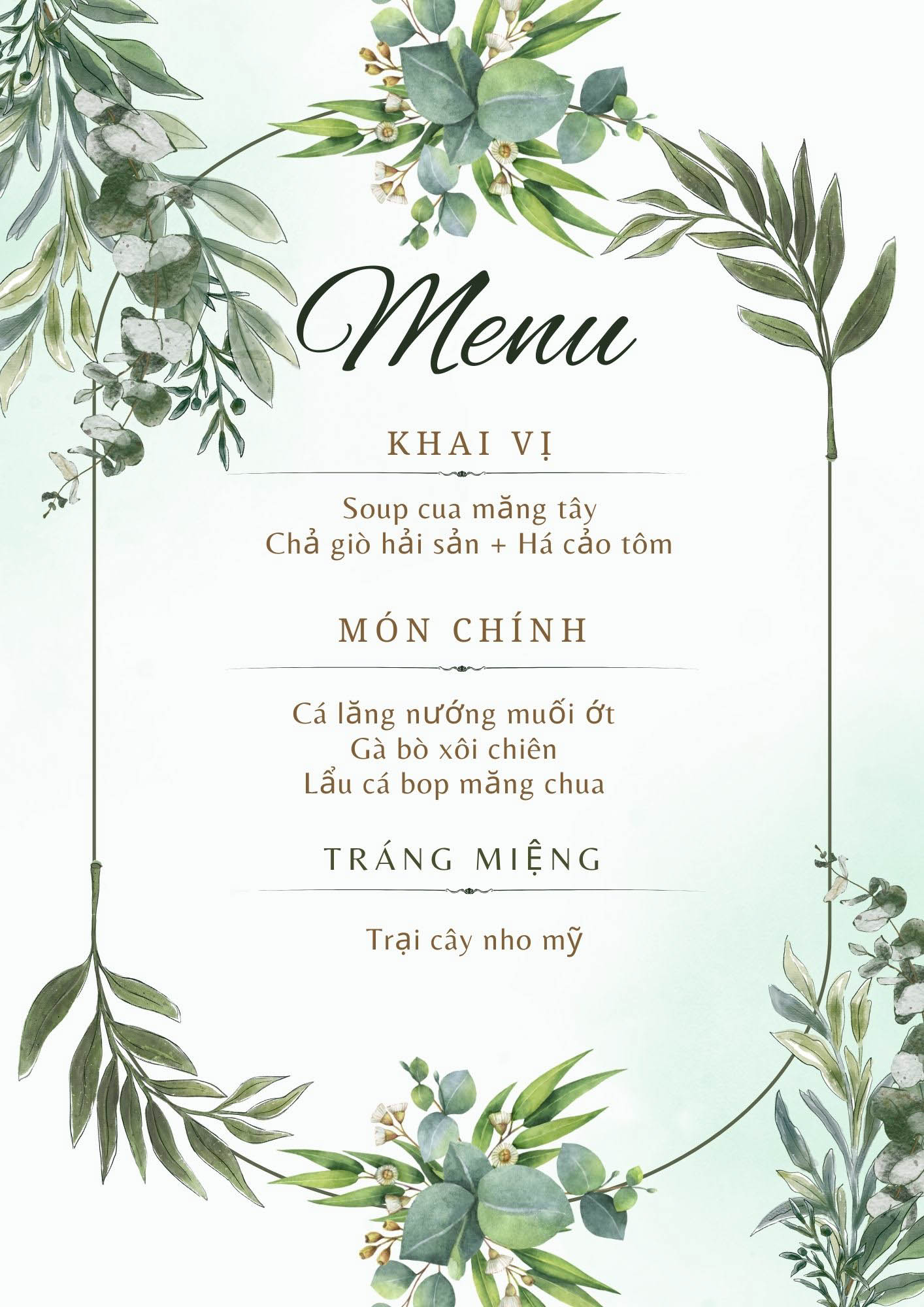 Top các mẫu thực đơn tiệc cưới để bàn đẹp được ưa thích 2025