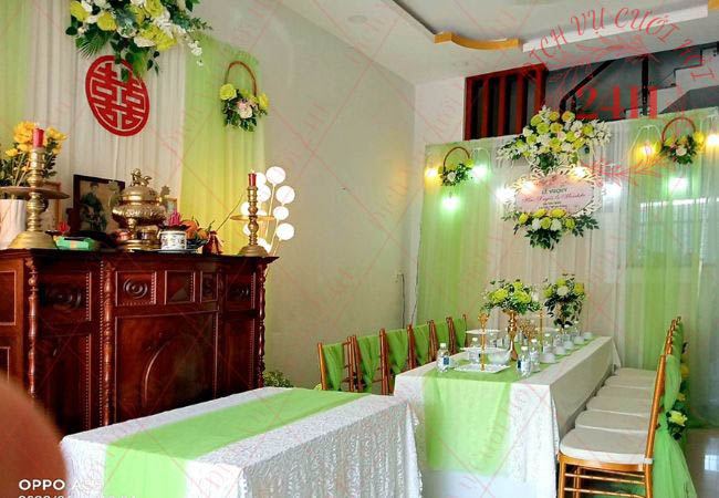 Mẫu trang trí gia tiên dưới 5 triệu tone xanh lá